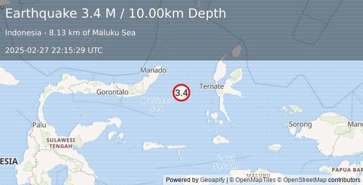 Earthquake Northern Molucca Sea (3.4 M) (2025-02-27 22:15:29 UTC)