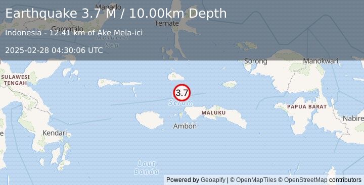 Earthquake Ceram Sea (3.7 M) (2025-02-28 04:30:06 UTC)