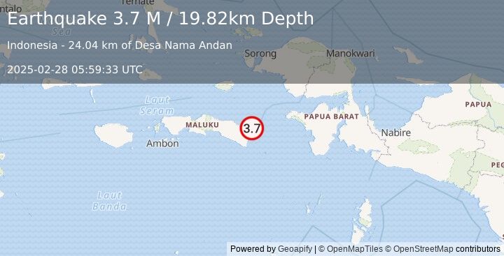 Earthquake Seram, Indonesia (3.7 M) (2025-02-28 05:59:33 UTC)