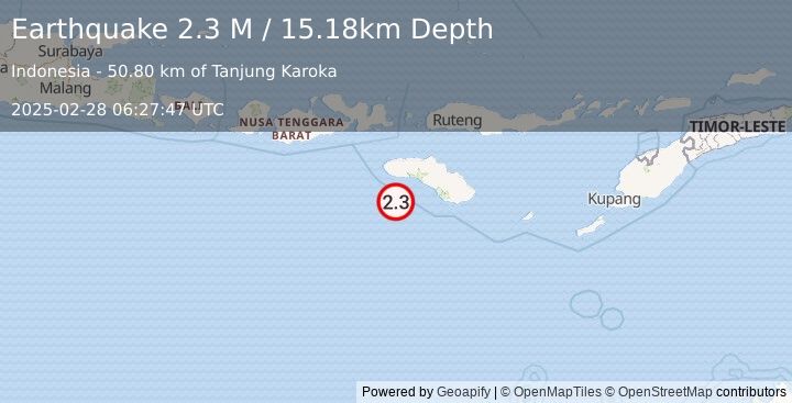 Earthquake Sumba Region, Indonesia (2.3 M) (2025-02-28 06:27:47 UTC)