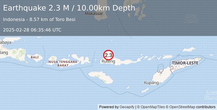 Earthquake Flores Region, Indonesia (2.3 M) (2025-02-28 06:35:44 UTC)