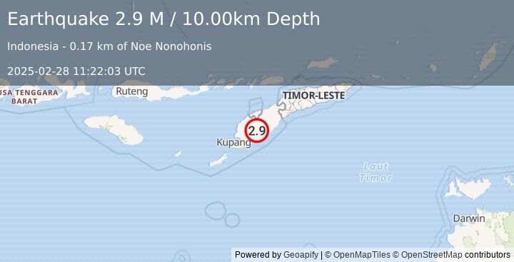 Earthquake Timor Region (2.9 M) (2025-02-28 11:22:03 UTC)