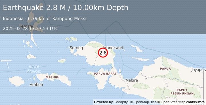 Earthquake West Papua Region, Indonesia (2.8 M) (2025-02-28 13:27:53 UTC)