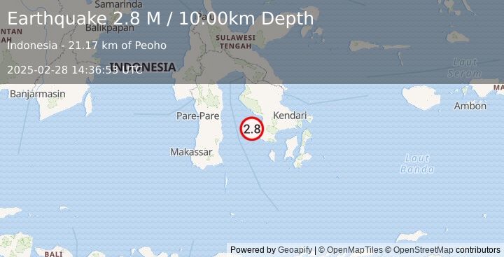 Earthquake Sulawesi, Indonesia (2.9 M) (2025-02-28 14:36:51 UTC)