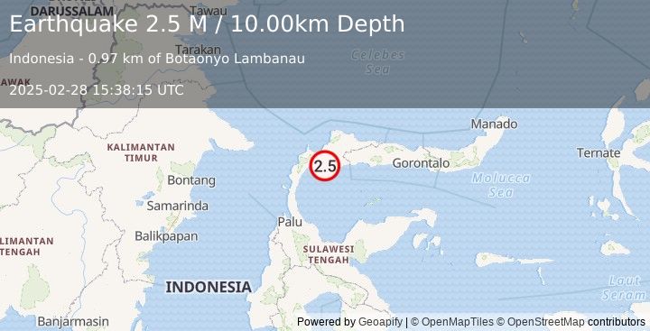 Earthquake Minahassa Peninsula, Sulawesi (2.5 M) (2025-02-28 15:38:15 UTC)