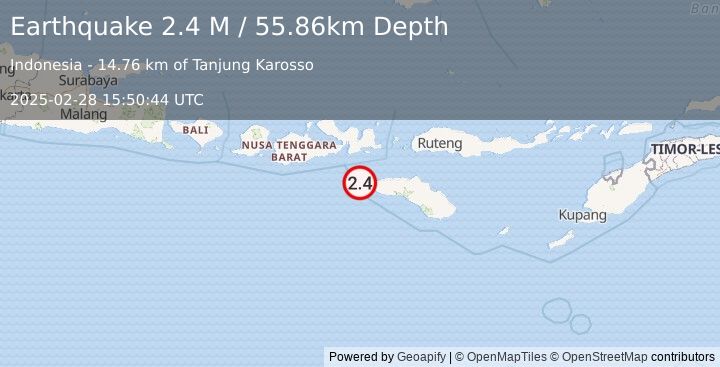 Earthquake Sumbawa Region, Indonesia (2.4 M) (2025-02-28 15:50:44 UTC)