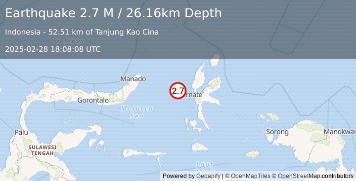 Earthquake Northern Molucca Sea (2.7 M) (2025-02-28 18:08:08 UTC)