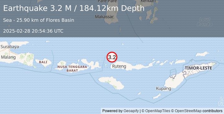 Earthquake Flores Sea (3.2 M) (2025-02-28 20:54:36 UTC)