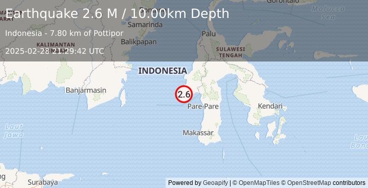 Earthquake Sulawesi, Indonesia (2.6 M) (2025-02-28 21:29:42 UTC)