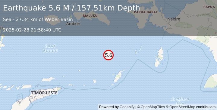 Earthquake Banda Sea (5.6 M) (2025-02-28 21:58:40 UTC)