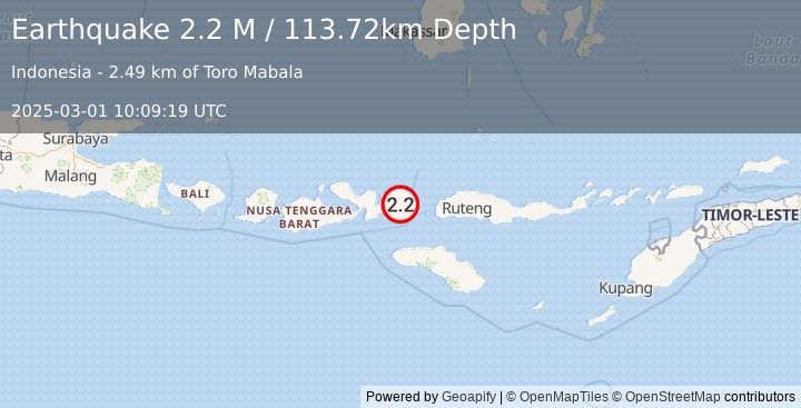 Earthquake Flores Region, Indonesia (2.2 M) (2025-03-01 10:09:19 UTC)