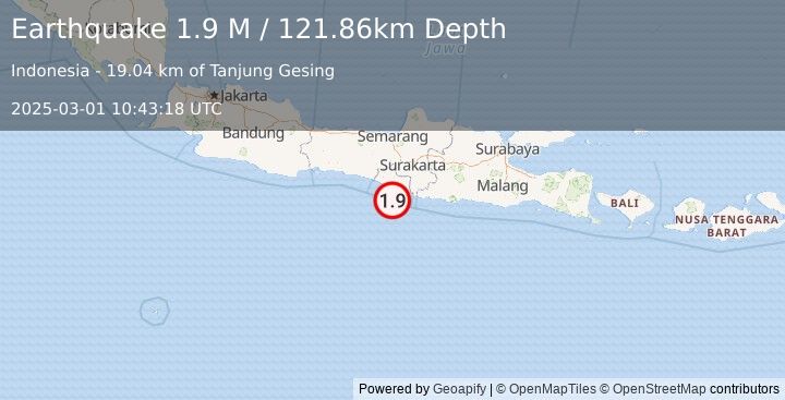 Earthquake Java, Indonesia (1.9 M) (2025-03-01 10:43:18 UTC)