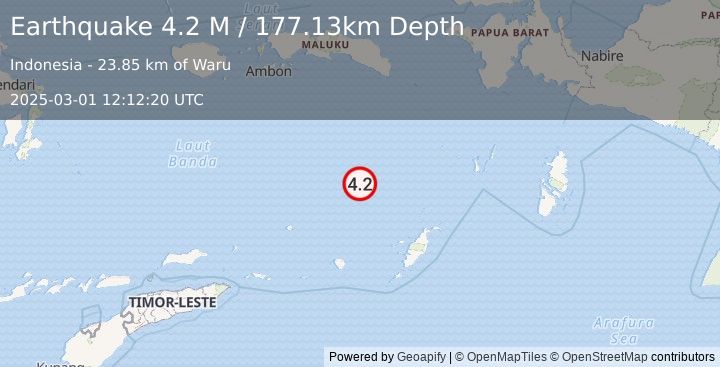 Earthquake Banda Sea (4.2 M) (2025-03-01 12:12:20 UTC)