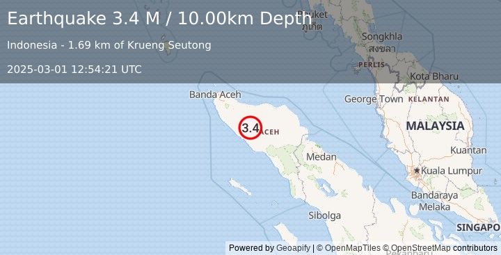 Earthquake Northern Sumatra, Indonesia (3.4 M) (2025-03-01 12:54:21 UTC)