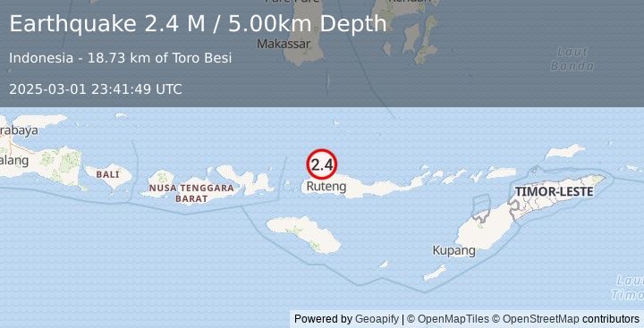 Earthquake Flores Region, Indonesia (2.4 M) (2025-03-01 23:41:49 UTC)