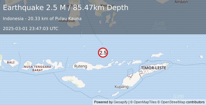 Earthquake Flores Sea (2.5 M) (2025-03-01 23:47:03 UTC)