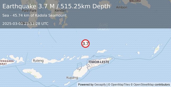 Earthquake Banda Sea (3.7 M) (2025-03-01 23:51:28 UTC)