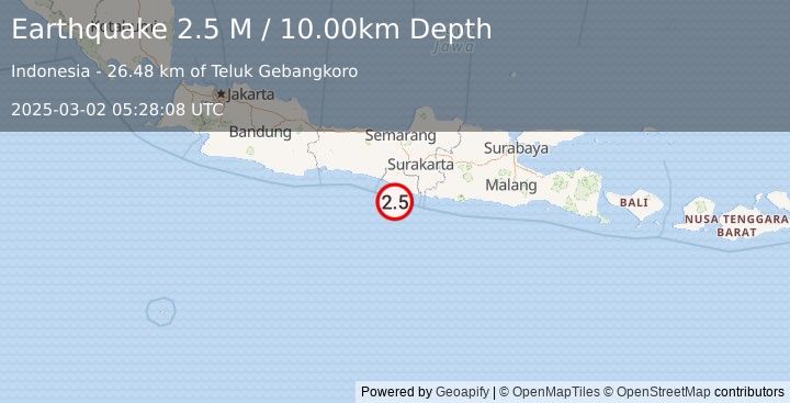 Earthquake Java, Indonesia (2.5 M) (2025-03-02 05:28:08 UTC)