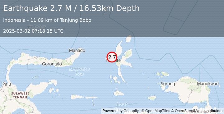 Earthquake Halmahera, Indonesia (2.7 M) (2025-03-02 07:18:15 UTC)