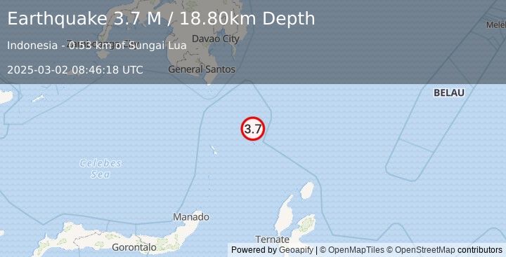 Earthquake Talaud Islands, Indonesia (3.7 M) (2025-03-02 08:46:18 UTC)