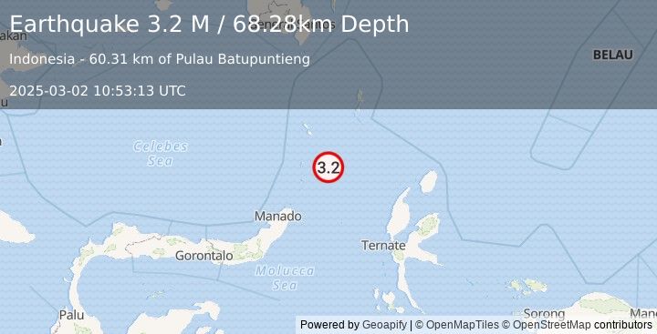 Earthquake Northern Molucca Sea (3.2 M) (2025-03-02 10:53:13 UTC)