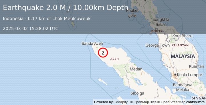 Earthquake Northern Sumatra, Indonesia (2.0 M) (2025-03-02 15:28:02 UTC)