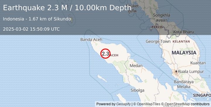 Earthquake Northern Sumatra, Indonesia (2.3 M) (2025-03-02 15:50:09 UTC)