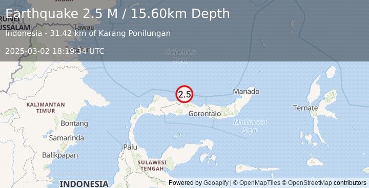 Earthquake Minahassa Peninsula, Sulawesi (2.5 M) (2025-03-02 18:19:34 UTC)