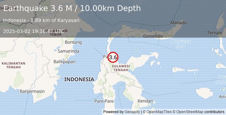 Earthquake Minahassa Peninsula, Sulawesi (3.7 M) (2025-03-02 19:16:48 UTC)