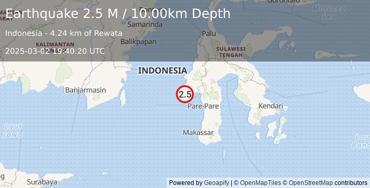 Earthquake Sulawesi, Indonesia (2.5 M) (2025-03-02 19:40:20 UTC)