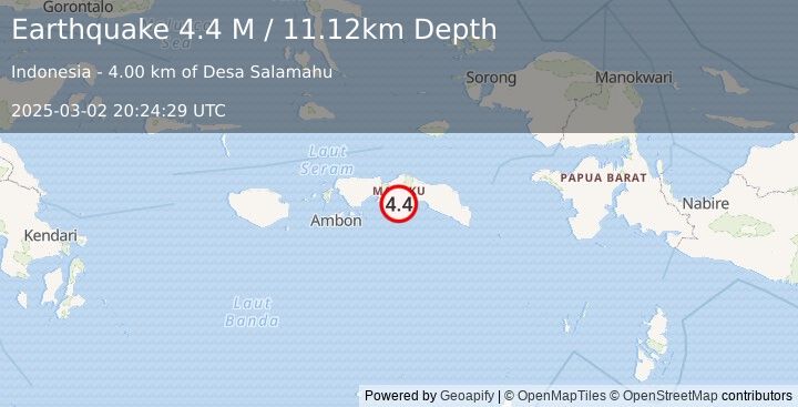 Earthquake Seram, Indonesia (4.5 M) (2025-03-02 20:24:30 UTC)