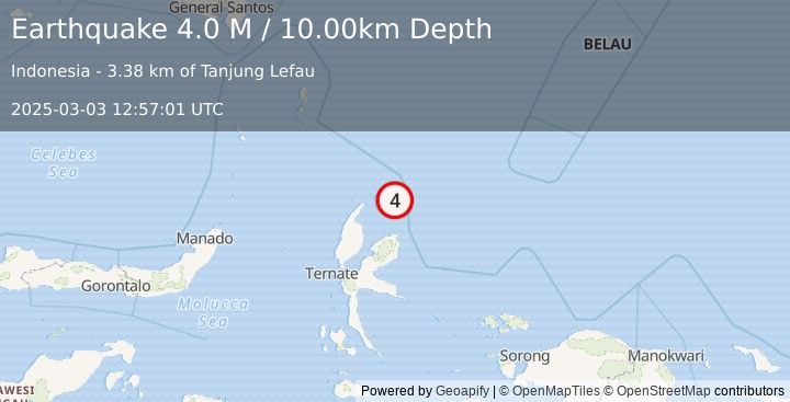 Earthquake Halmahera, Indonesia (4.1 M) (2025-03-03 12:56:59 UTC)