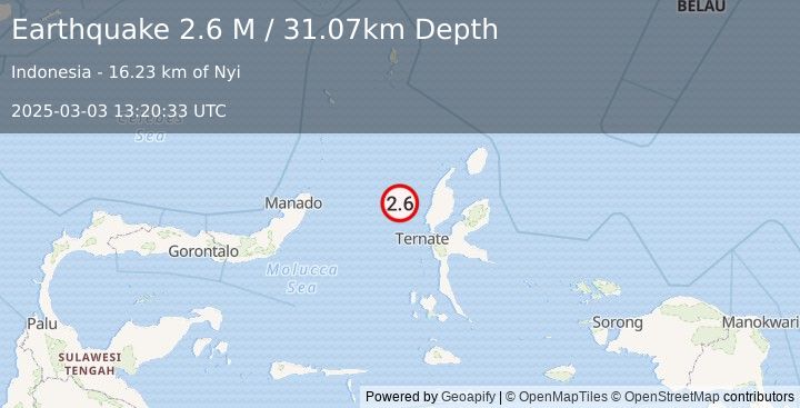 Earthquake Northern Molucca Sea (2.6 M) (2025-03-03 13:20:33 UTC)