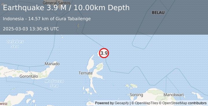 Earthquake Halmahera, Indonesia (3.9 M) (2025-03-03 13:30:45 UTC)