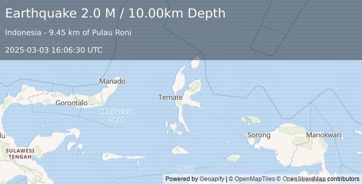 Earthquake Halmahera, Indonesia (2.0 M) (2025-03-03 16:06:30 UTC)