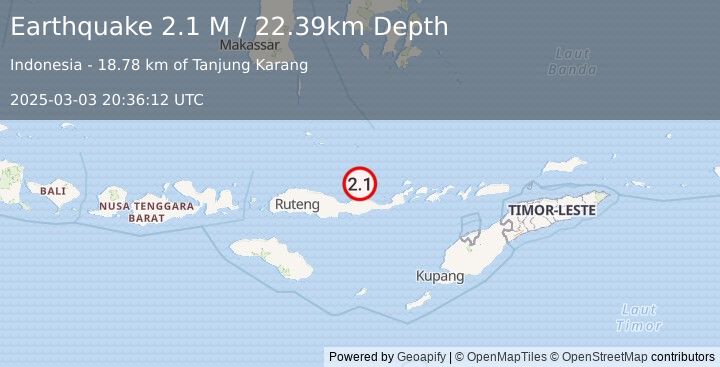 Earthquake Flores Region, Indonesia (2.1 M) (2025-03-03 20:36:12 UTC)