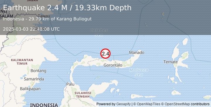 Earthquake Minahassa Peninsula, Sulawesi (2.4 M) (2025-03-03 22:48:08 UTC)