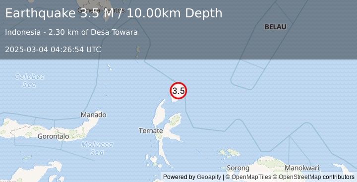 Earthquake Halmahera, Indonesia (3.5 M) (2025-03-04 04:26:54 UTC)