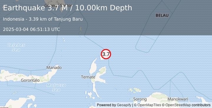 Earthquake Halmahera, Indonesia (3.7 M) (2025-03-04 06:51:13 UTC)