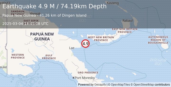 Earthquake New Britain Region, Papua New Guinea (4.9 M) (2025-03-04 14:45:08 UTC)