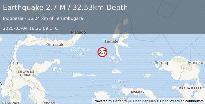 Earthquake Southern Molucca Sea (2.7 M) (2025-03-04 18:21:09 UTC)