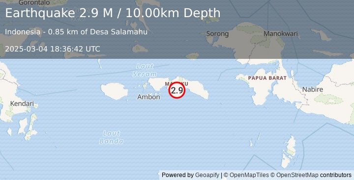 Earthquake Seram, Indonesia (2.9 M) (2025-03-04 18:36:42 UTC)