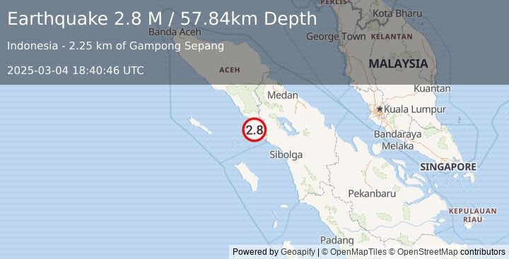 Earthquake Northern Sumatra, Indonesia (2.8 M) (2025-03-04 18:40:46 UTC)