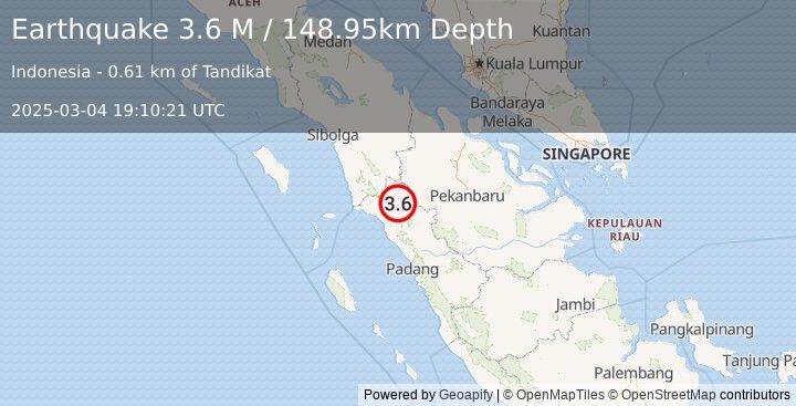 Earthquake Northern Sumatra, Indonesia (3.6 M) (2025-03-04 19:10:21 UTC)