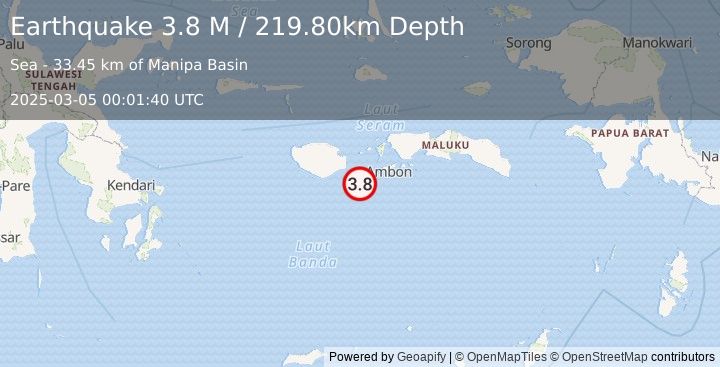 Earthquake Seram, Indonesia (3.8 M) (2025-03-05 00:01:41 UTC)