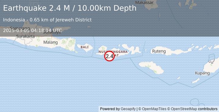 Earthquake Sumbawa Region, Indonesia (2.4 M) (2025-03-05 04:18:14 UTC)