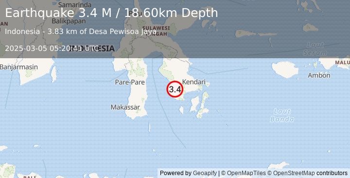 Earthquake Sulawesi, Indonesia (3.4 M) (2025-03-05 05:20:41 UTC)