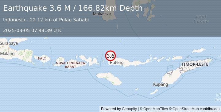 Earthquake Flores Region, Indonesia (3.6 M) (2025-03-05 07:44:39 UTC)