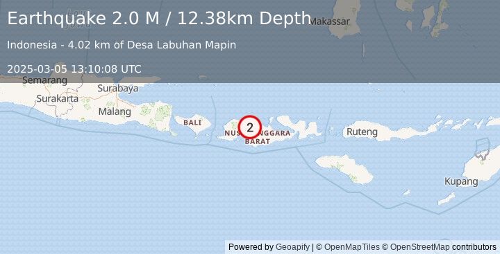 Earthquake Sumbawa Region, Indonesia (2.0 M) (2025-03-05 13:10:08 UTC)