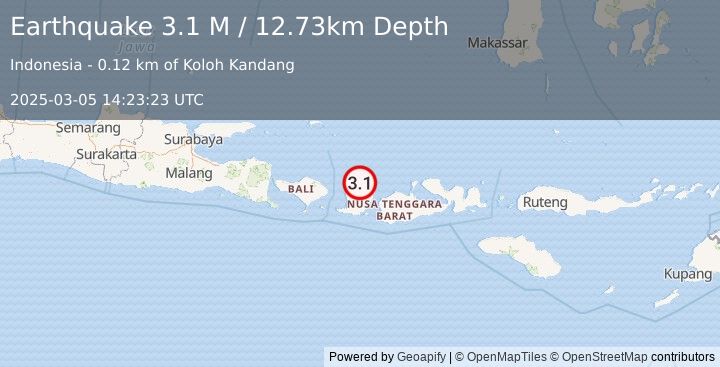 Earthquake Sumbawa Region, Indonesia (3.1 M) (2025-03-05 14:23:23 UTC)